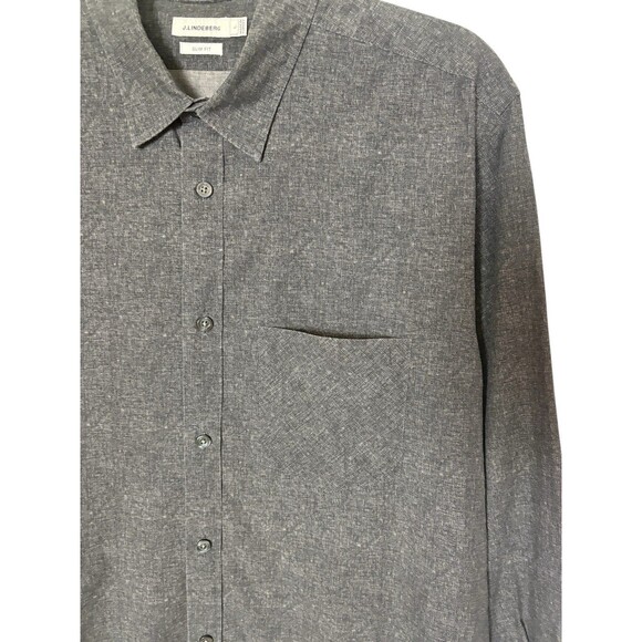 J. Lindeberg Long Sleeve Button Down Dani Mel Pop Print Shirt Men's L Black Slim - Picture 3 of 10